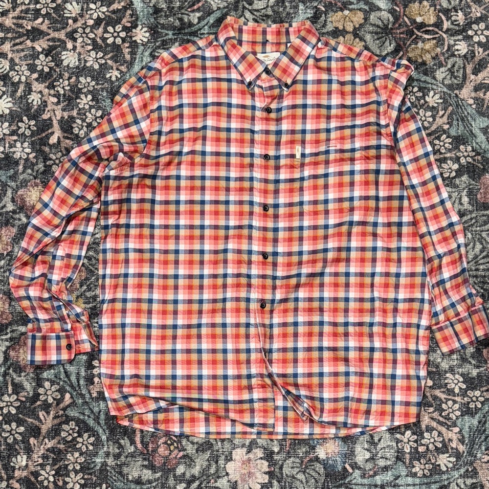 Men's Classic Red and Blue Plaid Button-Down Shirt